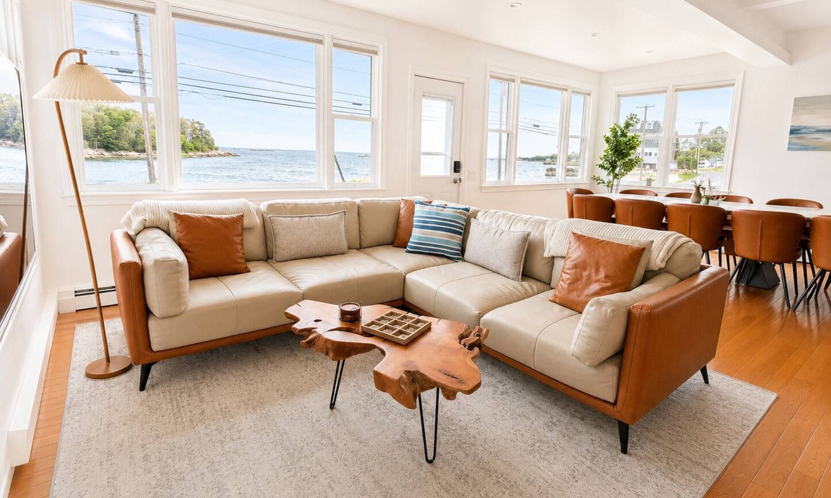Branford House | Coastal Modern Retreat: Private Beach Access & Water Views