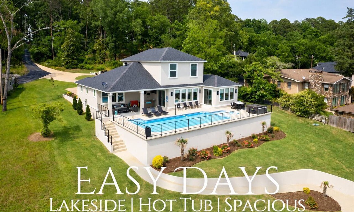 Hot Springs House | Lakefront Luxury | Pool | Hot Tub | Fire Pit | 5BR