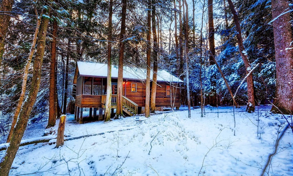 Victor Cabin | Romantic Cabin 1 with Hot Tub on Screened porch next to National Park