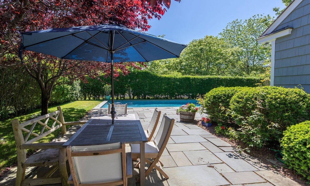 East Hampton North House | Stone Patio with Lush Plantings, Close to Downtown