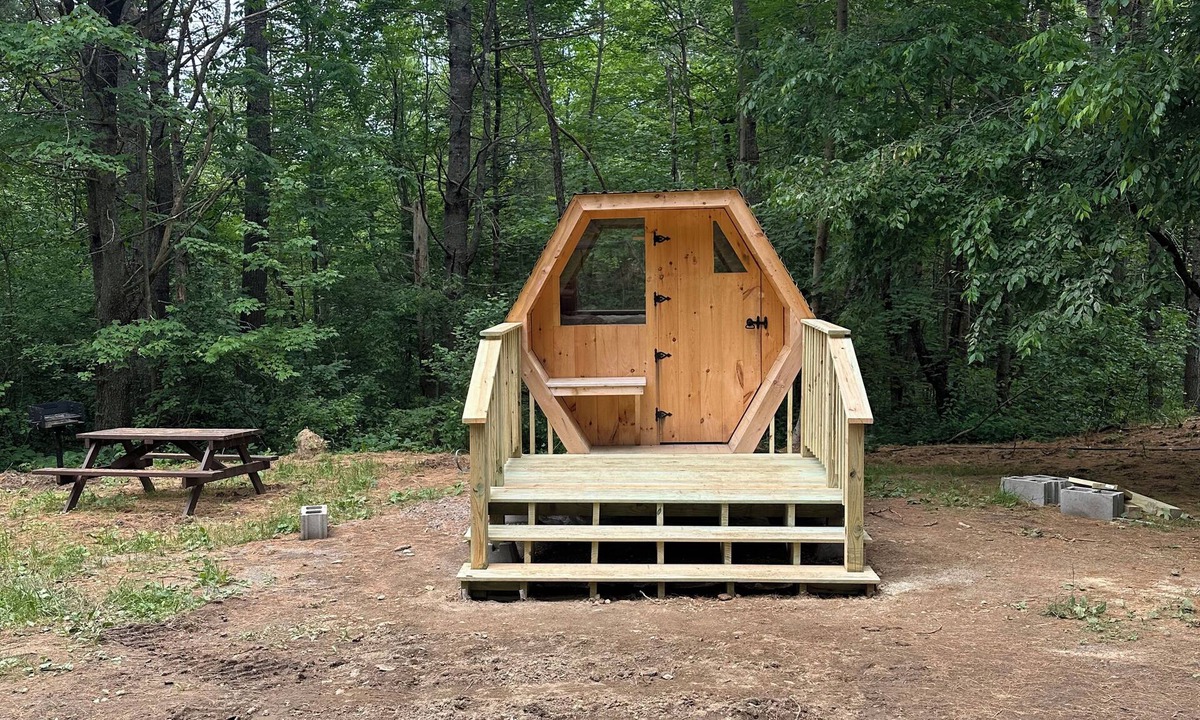 Hermon RV Rental | Unique Hexagon Cabin in Hermon, Maine!
