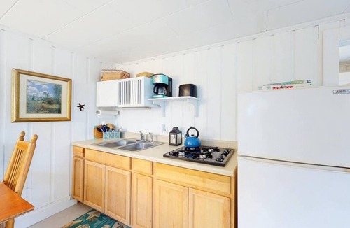 Pemaquid Beach Cabin | Across the road from Pemaquid Beach — wooded king-bed cabin