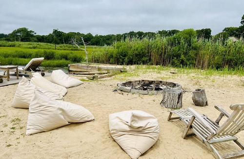 Moriches House | Bay front Hamptons home with direct sunsets and private dock with pontoon boat