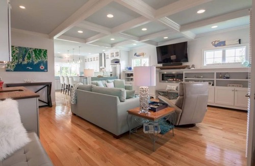 Newport East House | Coastal Luxe Retreat with Hot Tub & Fire Pit only 5 Min to Beach