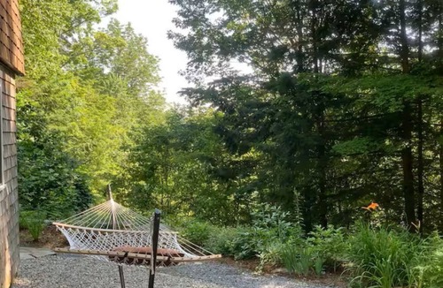 West Fairlee House | Cozy Bow House Perched in Trees w/Hot Tub & View