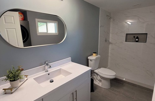 New Milford House | Cozy private room with a comfortable Full-size bed and private bathroom.