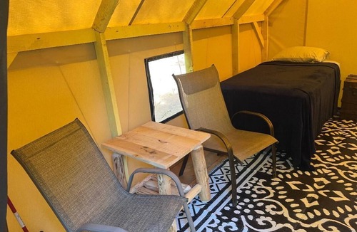 St. Johnsbury RV Rental | Enchanting Off=Grid Glamping Tent @ Dagger's Ravine
