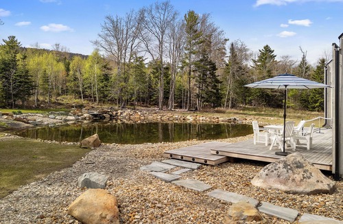 Lincolnville House | Enjoy tranquil pond views at The Pond House in Lincolnville, ME—2300 sq ft, 3 beds.