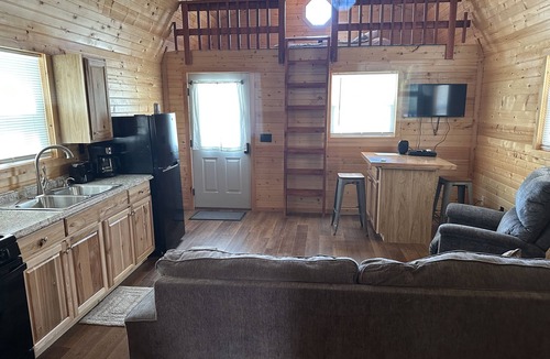 Johnson County Cabin | Green cabin close to University of Central Missouri and Whiteman AF Base