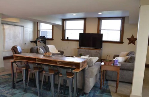 Dallas Center Apartment | Huge Lower Level Suite in 1913 Historic Church