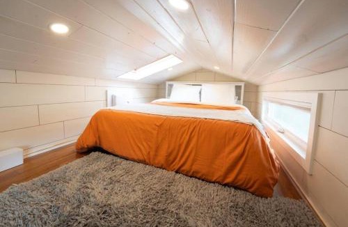San Luis Obispo House | Lofted Bedroom Teal Tiny Home with Creek Views