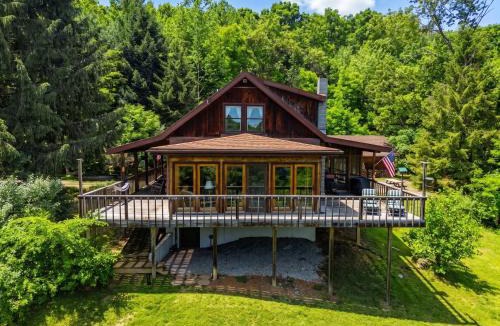 South Fork House | Mountainside Log Cabin w Private Waterfall access