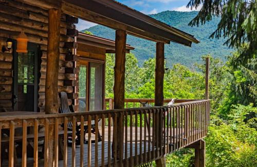 South Fork House | Mountainside Log Cabin w Private Waterfall access