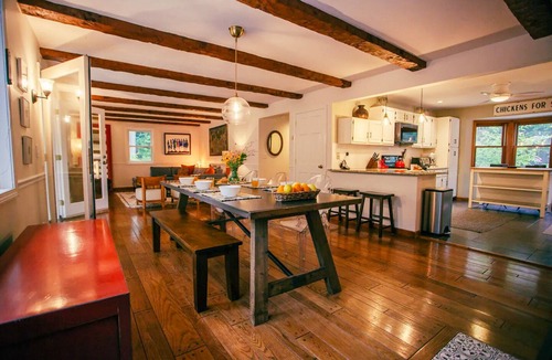 Webster House | Peaceful Family Friendly Riverside Retreat w/Gym, Hot Tub, Dock and Sunroom
