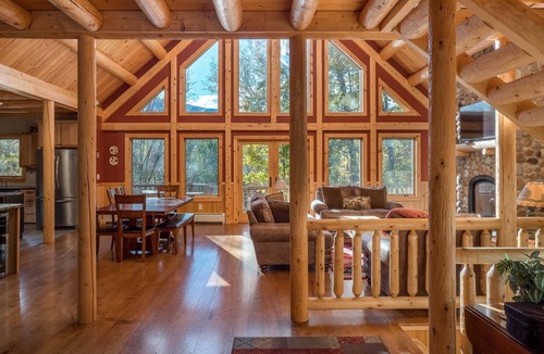 Sunday River Area House | Rediker Retreat- Authentic Riverfront Luxury Log Home