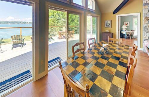 Lamoine Beach House | Renovated waterfront cottage with expansive deck, multiple fireplaces, & grill