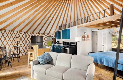 Wardensville House | Scenic forest yurt w/hot tub & river access