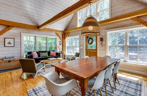 Craftsbury Common House | Tree-Lined Group Retreat on Little Hosmer Pond