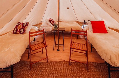 Tropic House | Twin Tent w/Shared Bathroom - Beauty awaits you just past the red cliffs.