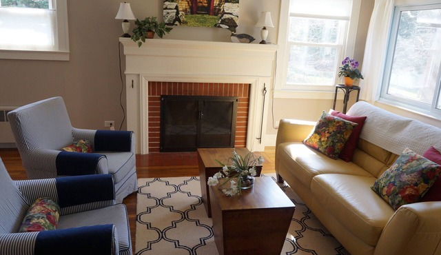 A peaceful nature setting within a two minute drive to Historic Downtown Mystic.