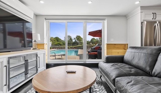 Beautiful backyard farm. Very quiet. Pool. Walking trails and beaches nearby.