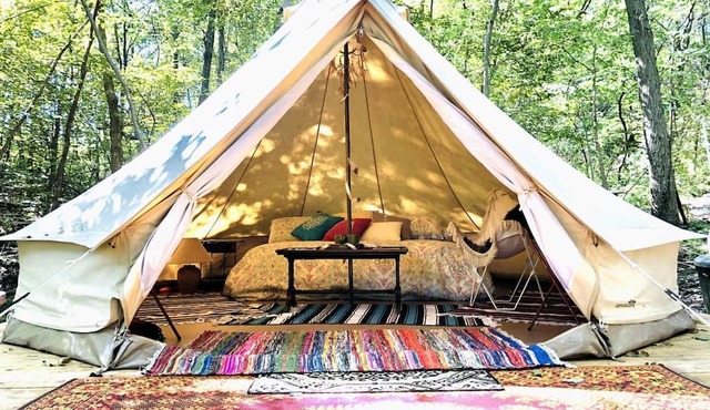 Beautiful Bell Tent Rental near Kansas City for Glamping in Missouri