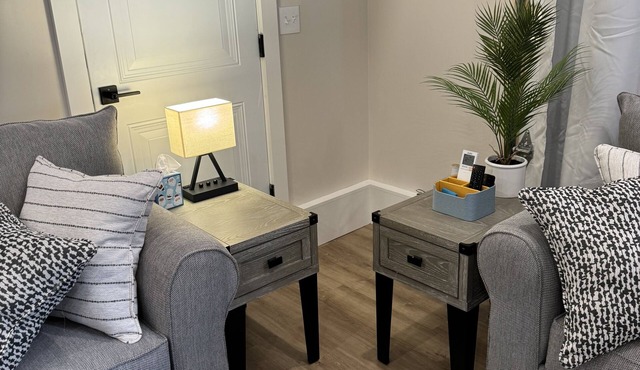 Brand new unit w/firepit, centrally located, stylish, private and clean!