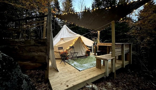 Canvas Bell Tent in the Woods in Hardwick, VT