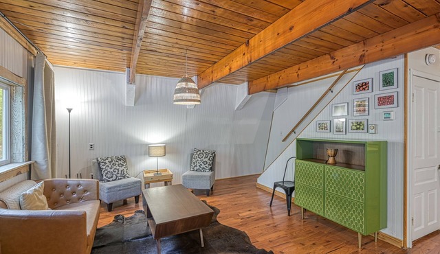 Dog-friendly secluded cabin with hot tub, firepit, lawn games, & great deck