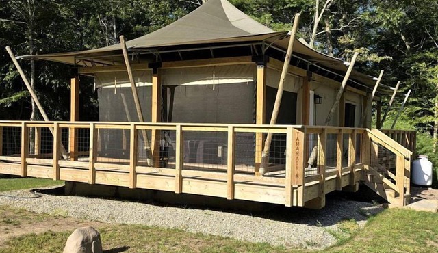 Glamping Safari Tent with Firepit & Private Deck in Voluntown, Connecticut