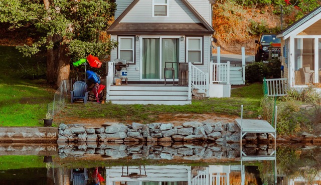 Lakefront; view of ski mountain, firepit, dock, kayaks, paddle board