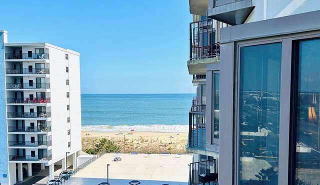 Modern 2-bedroom condo steps from beach in Ocean City with pool and views