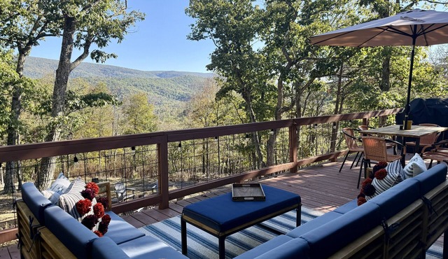 Mountain Views, Riverside, Hot Tub, & 9 Acres of Privacy at "The Station" Cabin!