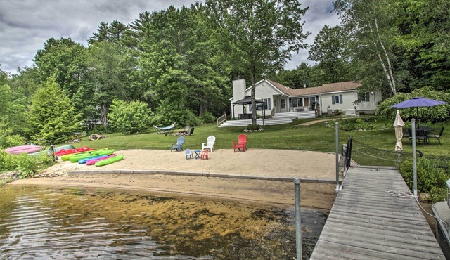 New Hampshire Home w/Private Beach, Dock & Rafts!