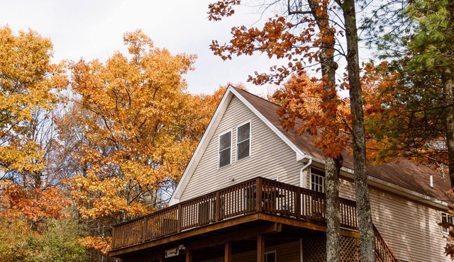Pet-Friendly Mountainside Chalet w/ Gas Fireplace, Big Deck, & Sunset Views