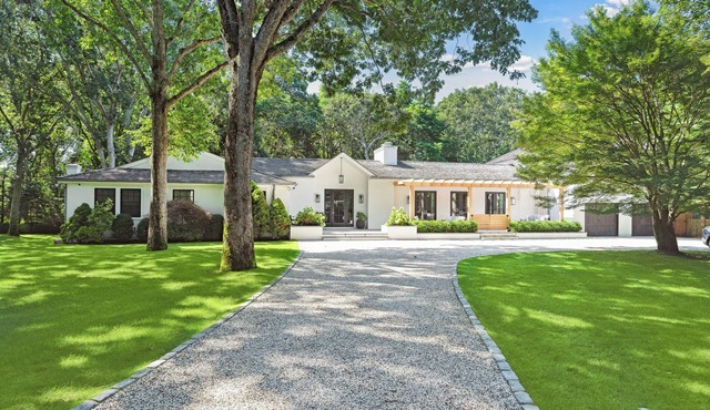 Private Sag Harbor estate on expansive property with sprawling manicured lawns