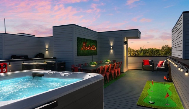 Rooftop + Hot Tub + Game Room