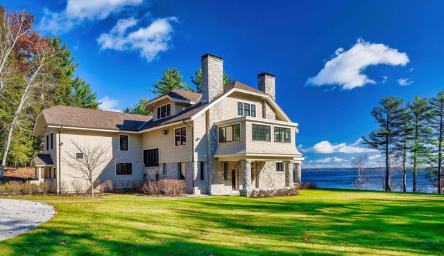 Spacious Luxury Retreat on Sebago Lake: Elegant Home with Private Dock and Panoramic Views