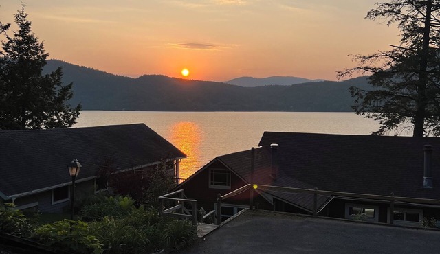 Stunning views from this quiet northern end of Lake George carriage house