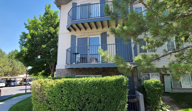 Temple view with a pool in Orem
