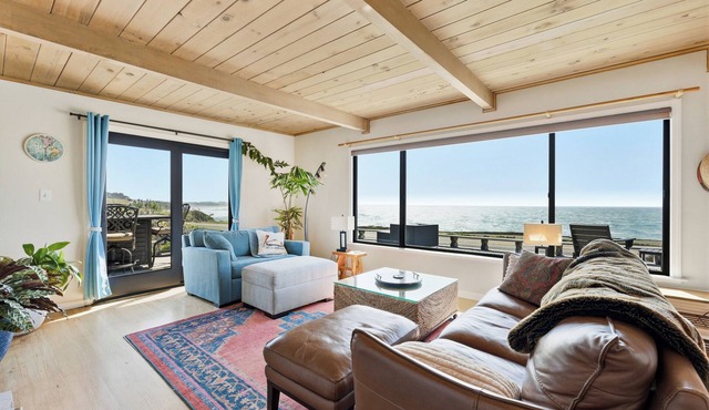 Views from Bodega Head to Jenner! Luxurious Beds. Fireplace. Hot Tub. Dogs, yes!