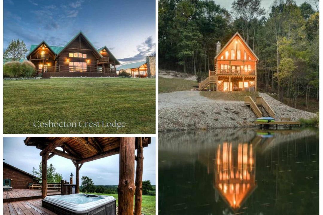 Keene House | Coschocton Hills - 2 Luxury Log Cabins - Lake